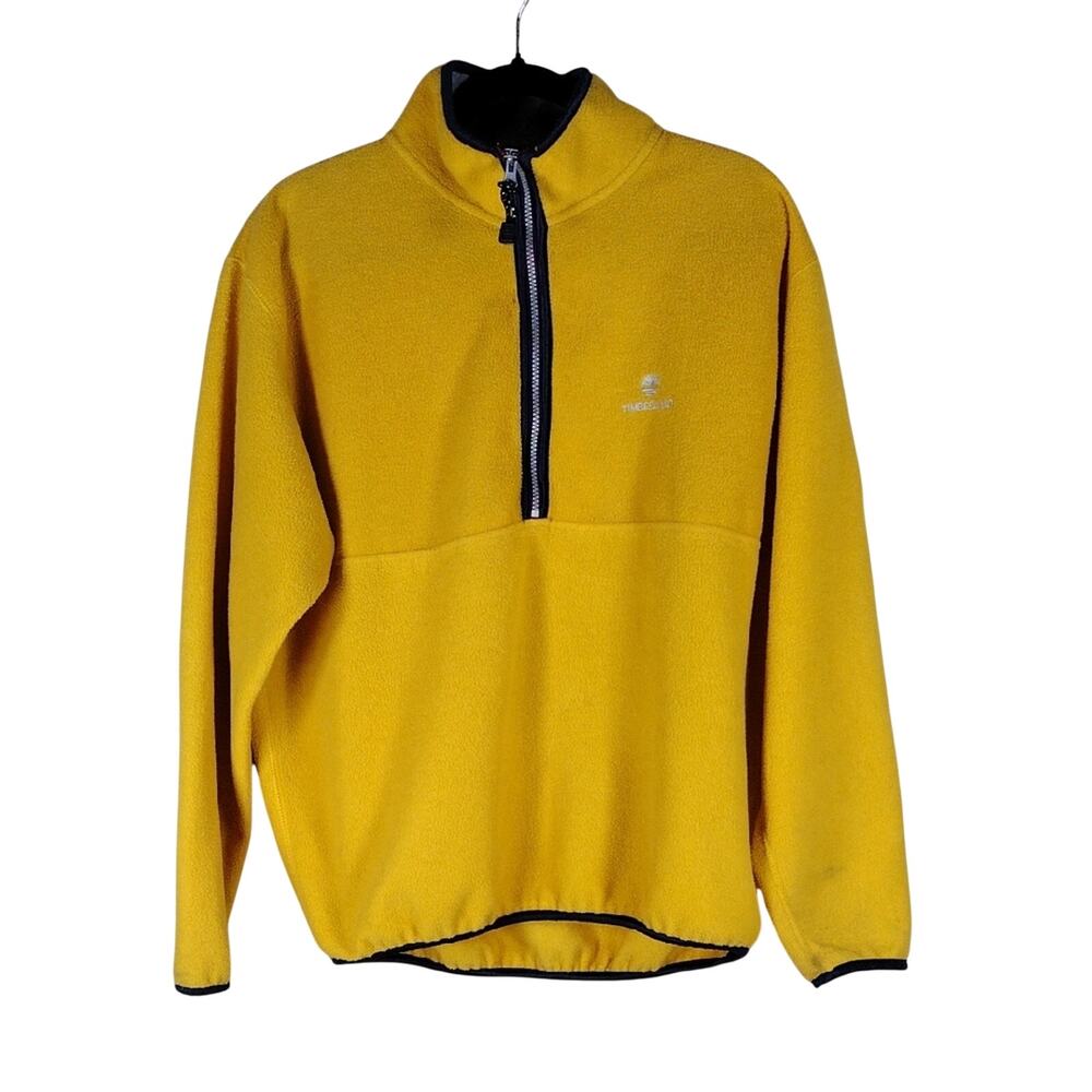 Vintage Timberland Fleece Pullover Men’s Size M Yellow 1/4 Zip-Up Long Sleeve